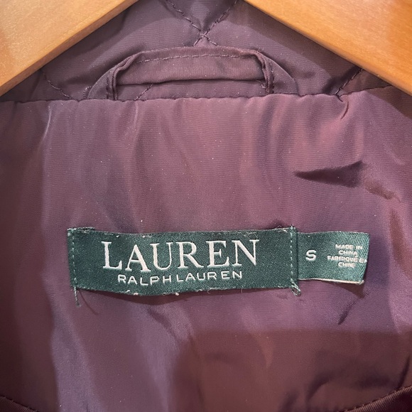Lauren Ralph Lauren Quilted Plum Puffer Vest Womens Leather Trim Epaulettes Sz.S - Picture 2 of 12